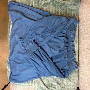 Crown & Ivy Denim Blue Smocked Top